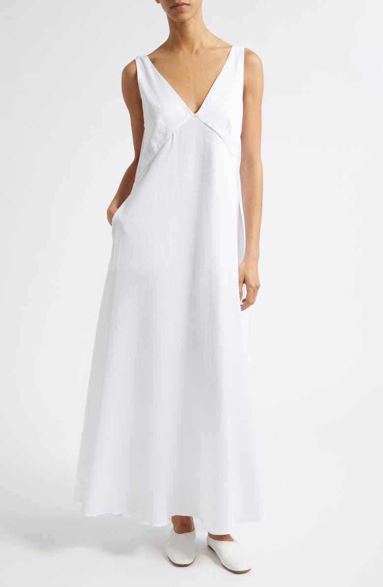 LESET Yoko V-Neck Maxi Dress, Main, color, White