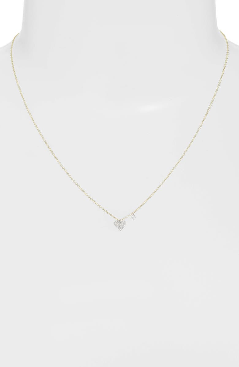 Meira T Diamond Pavé Heart Charm Necklace, Alternate, color, 
