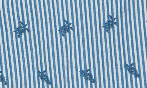 Rainforest Sea Turtles Seersucker Swim Trunks In Blue