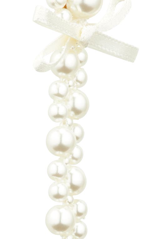 Simone Rocha Petite Bow Detail Faux Pearl Drip Earrings In White