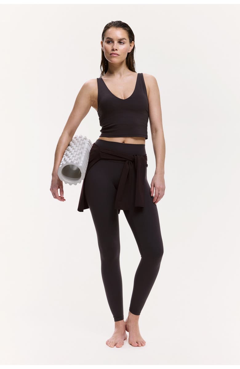 H&M Cropped Sports Top With Softmove, Alternate, color, Coffee Bean Brown