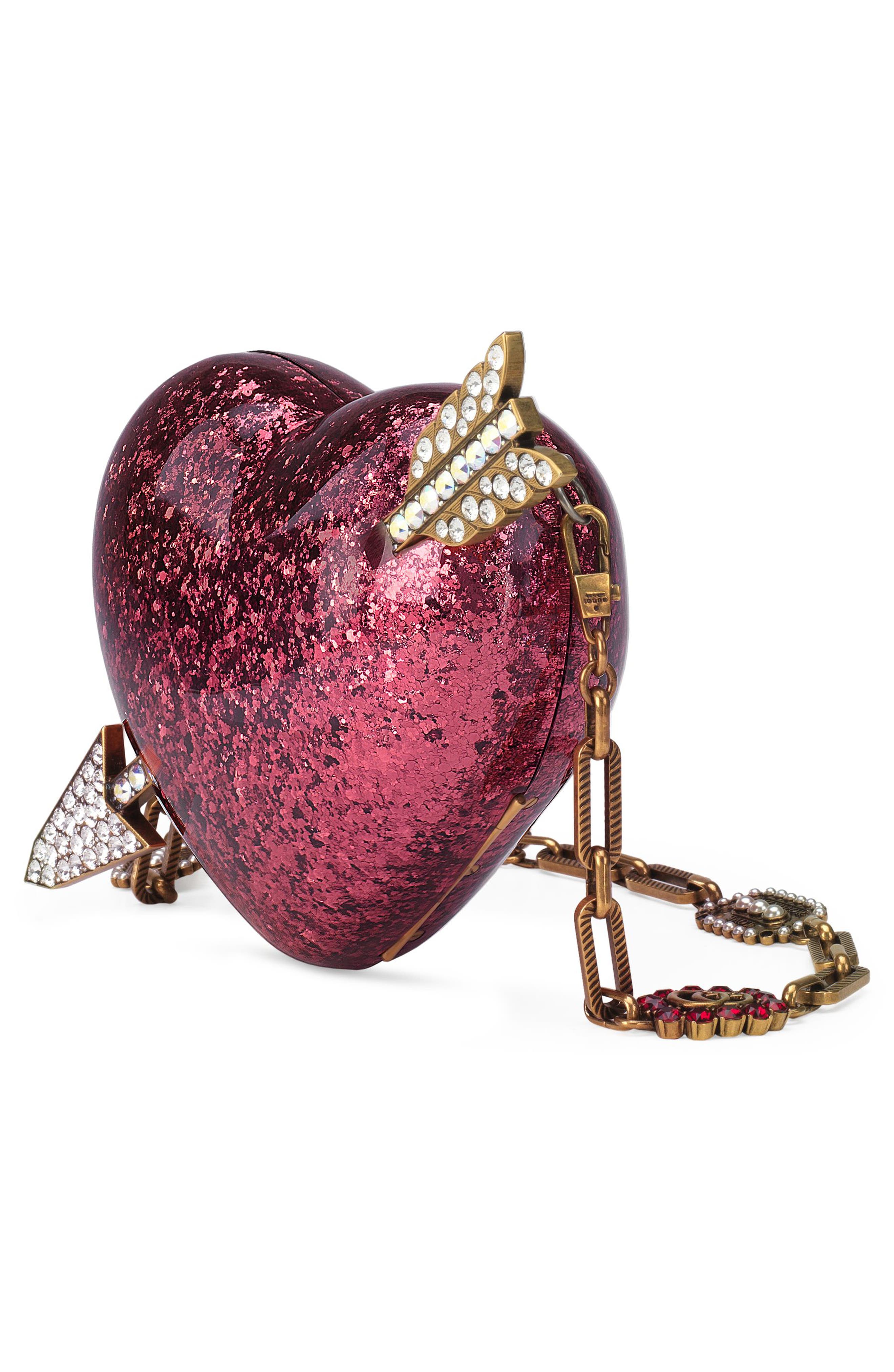 Broadway Glitter Heart Minaudière, Alternate, color, FUXIA MULTI/ CREAM