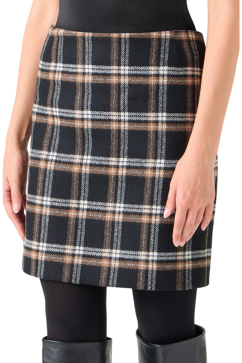 Plaid Tweed Miniskirt, Alternate, color, BLACK-CAMEL-CREAM