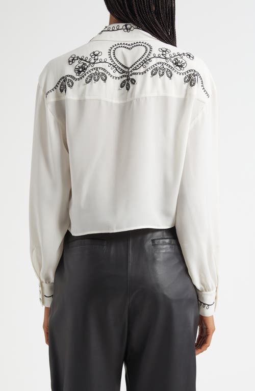 Cinq À Sept Marnna Embellished Tie Front Shirt In Gray