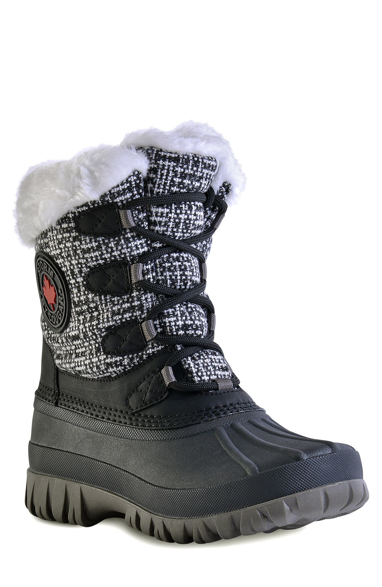 Cabin Faux Fur Cuff Waterproof Winter Boot, Main, color, WHITE MULTI