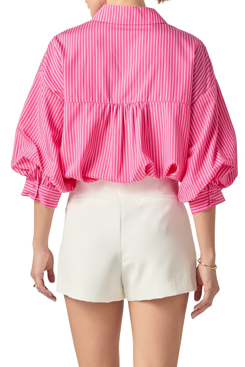 Stripe Balloon Sleeve Shirt, Alternate, color, FUCHSIA