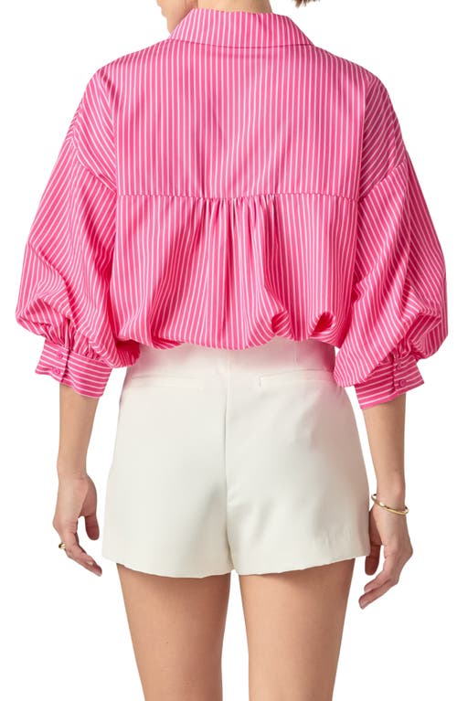 English Factory Stripe Balloon Sleeve Shirt In Fuchsia
