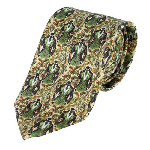 Trafalgar Big And Tall Shall We Dance Silk Novelty Neck Tie In Green