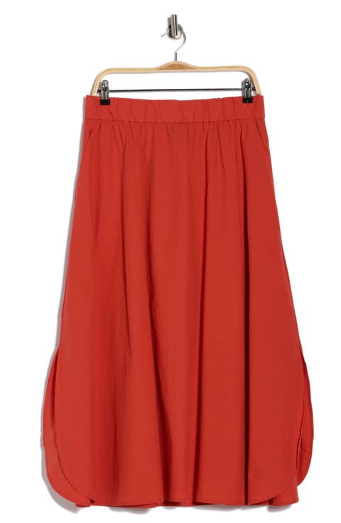 Curved Hem Organic Cotton Midi Skirt