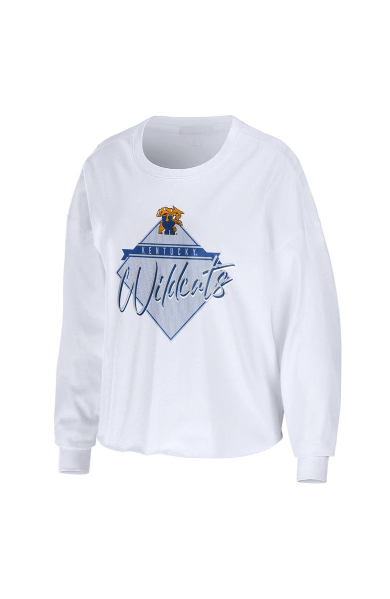 WEAR by Erin Andrews Women's WEAR by Erin Andrews White Kentucky Wildcats Diamond Long Sleeve Cropped T-Shirt, Alternate, color, White