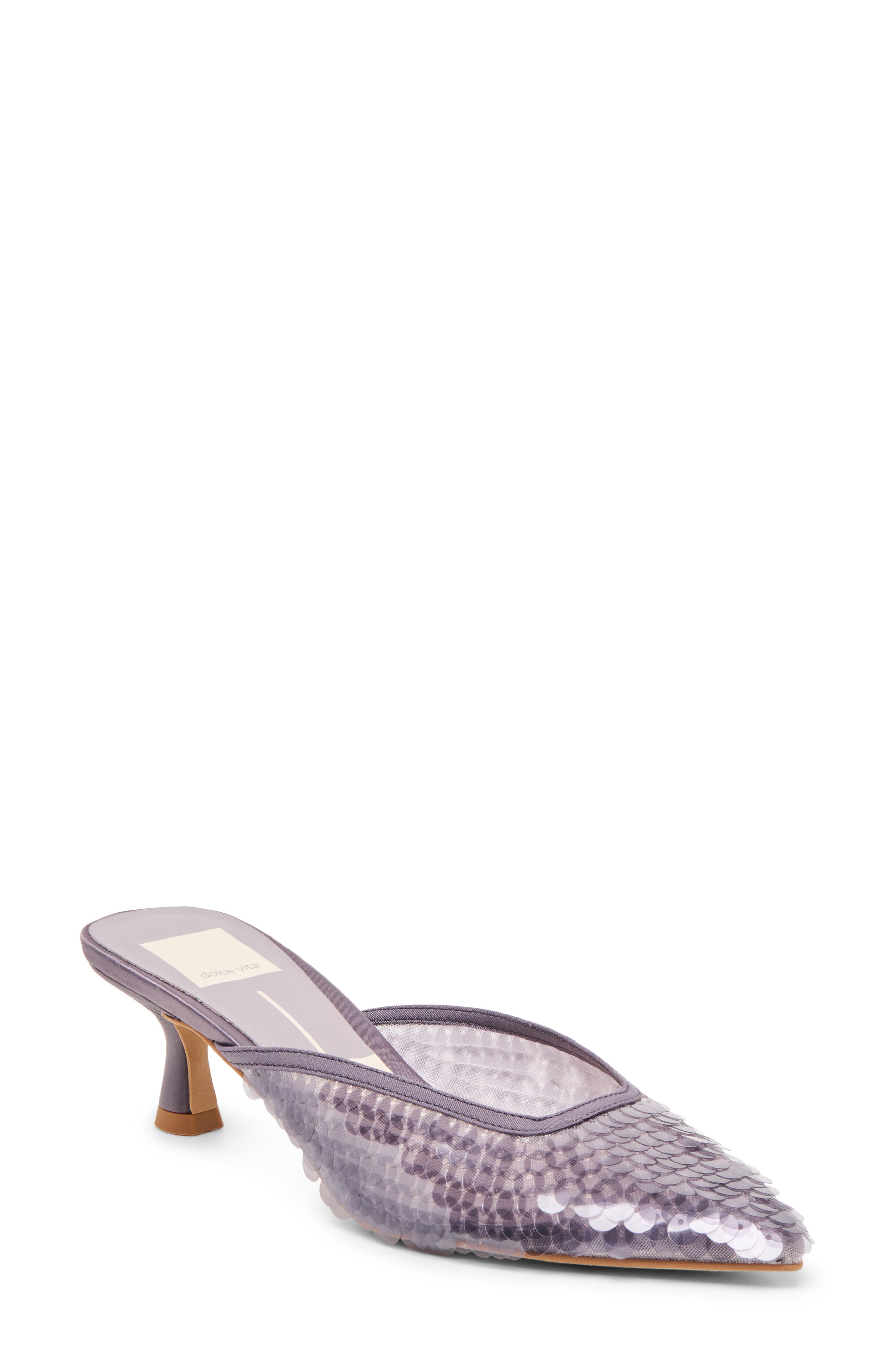 Dolce Vita Cleo Shimmer Kitten Heel Mule, Main, color, Smoke Sequin