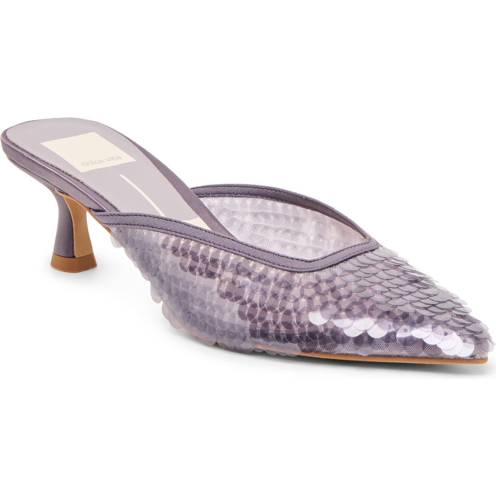 Dolce Vita Cleo Shimmer Kitten Heel Mule In Purple