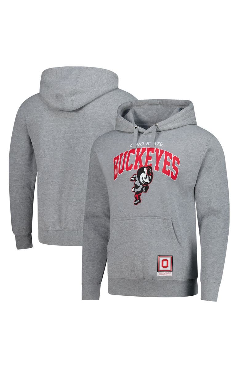 Mitchell & Ness Men's Mitchell & Ness Heather Gray Ohio State Buckeyes Classic Arch Pullover Hoodie, Main, color, Heather Gray