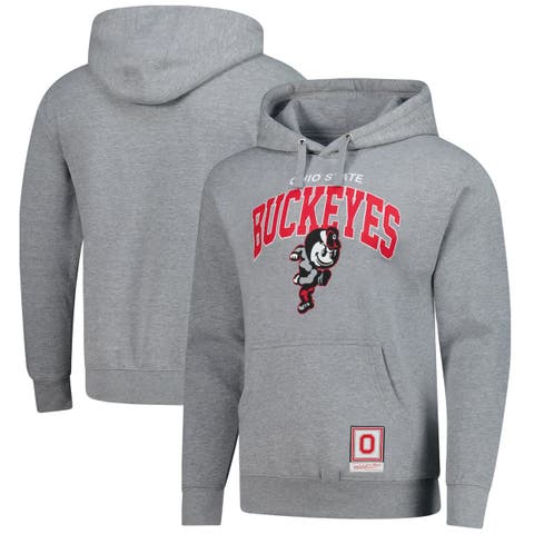 Men's Mitchell & Ness  Heather Gray Ohio State Buckeyes Classic Arch Pullover Hoodie