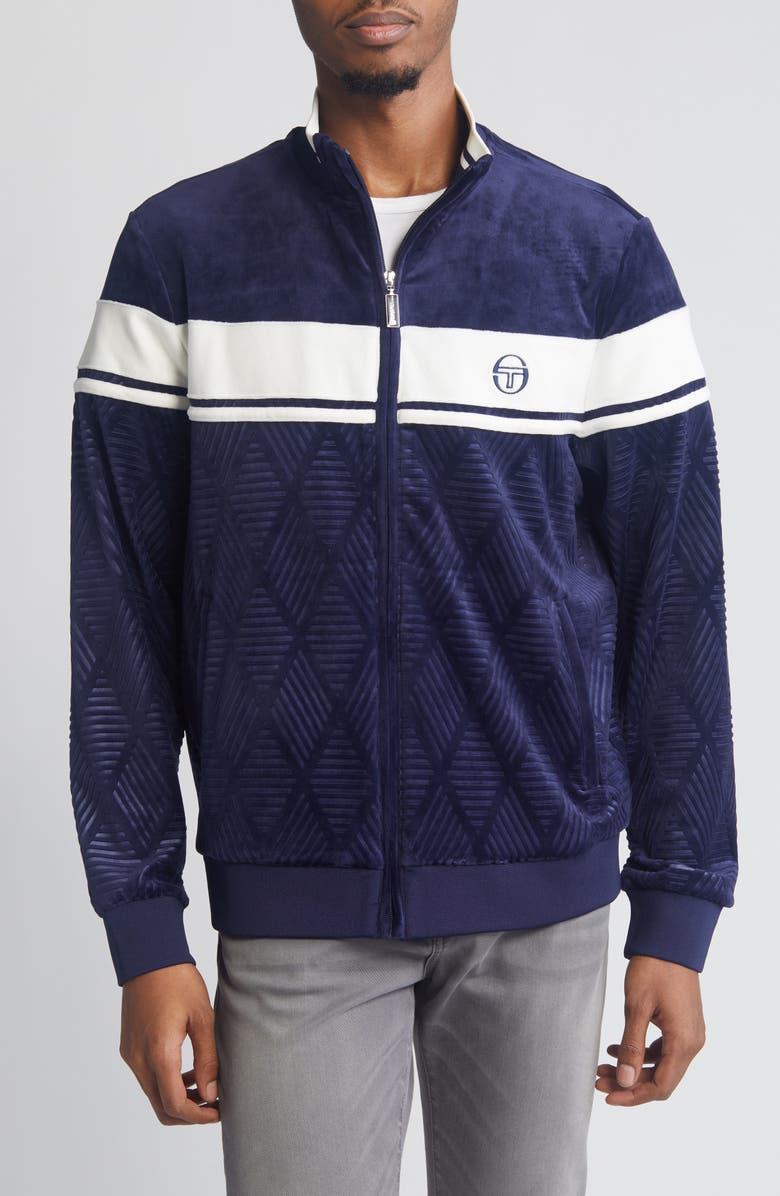 Sergio Tacchini Damarindo Debossed Velour Track Jacket, Alternate, color, 