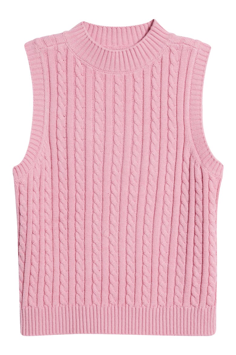 Cable Stitch Sweater Vest, Alternate, color, PINK MOONLITE