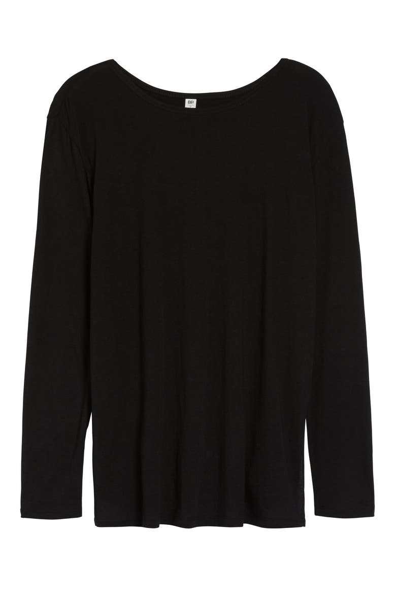Side Slit Tee, Alternate, color, BLACK