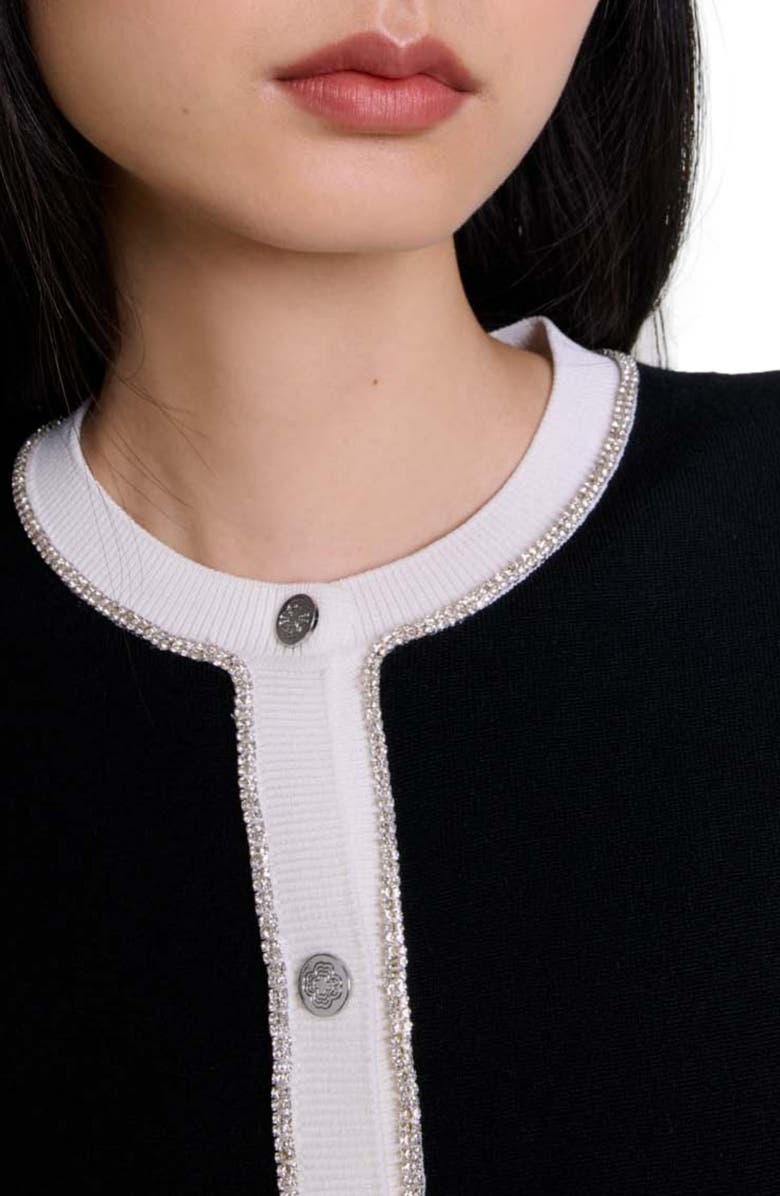 maje Rhinestone cardigan, Alternate, color,