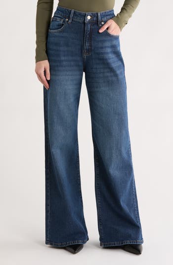 Good American Good Ease Relaxed Fit Wide Leg Jeans in Indigo759 at Nordstrom Rack, Size 12