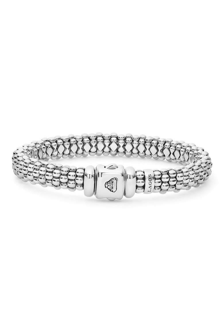 Signature Caviar Beaded Bracelet, Alternate, color, SILVER