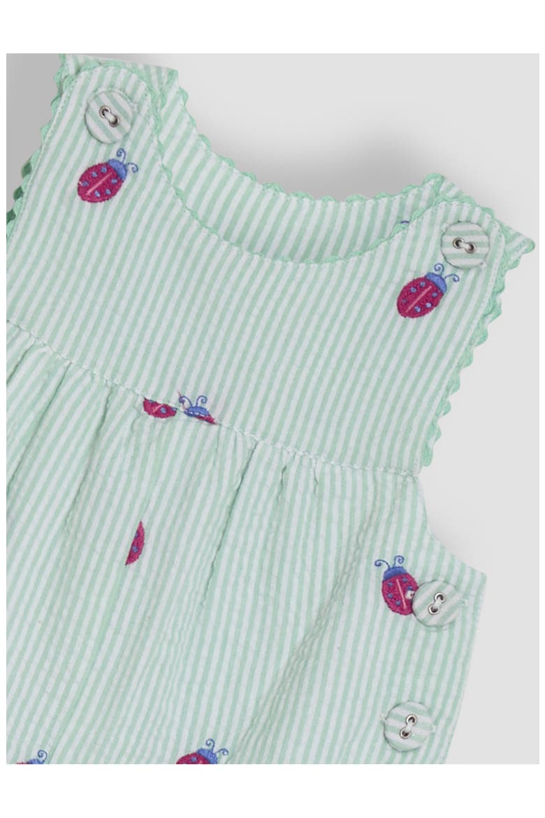 Ladybug Embroidered Cotton Seersucker Romper, Alternate, color, GREEN