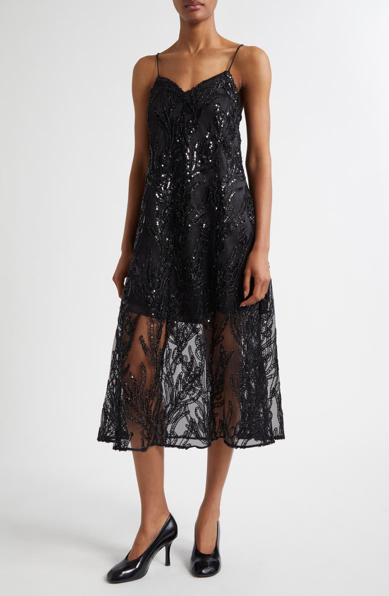 Stine Goya Sequin Sleeveless Midi Dress, Main, color,