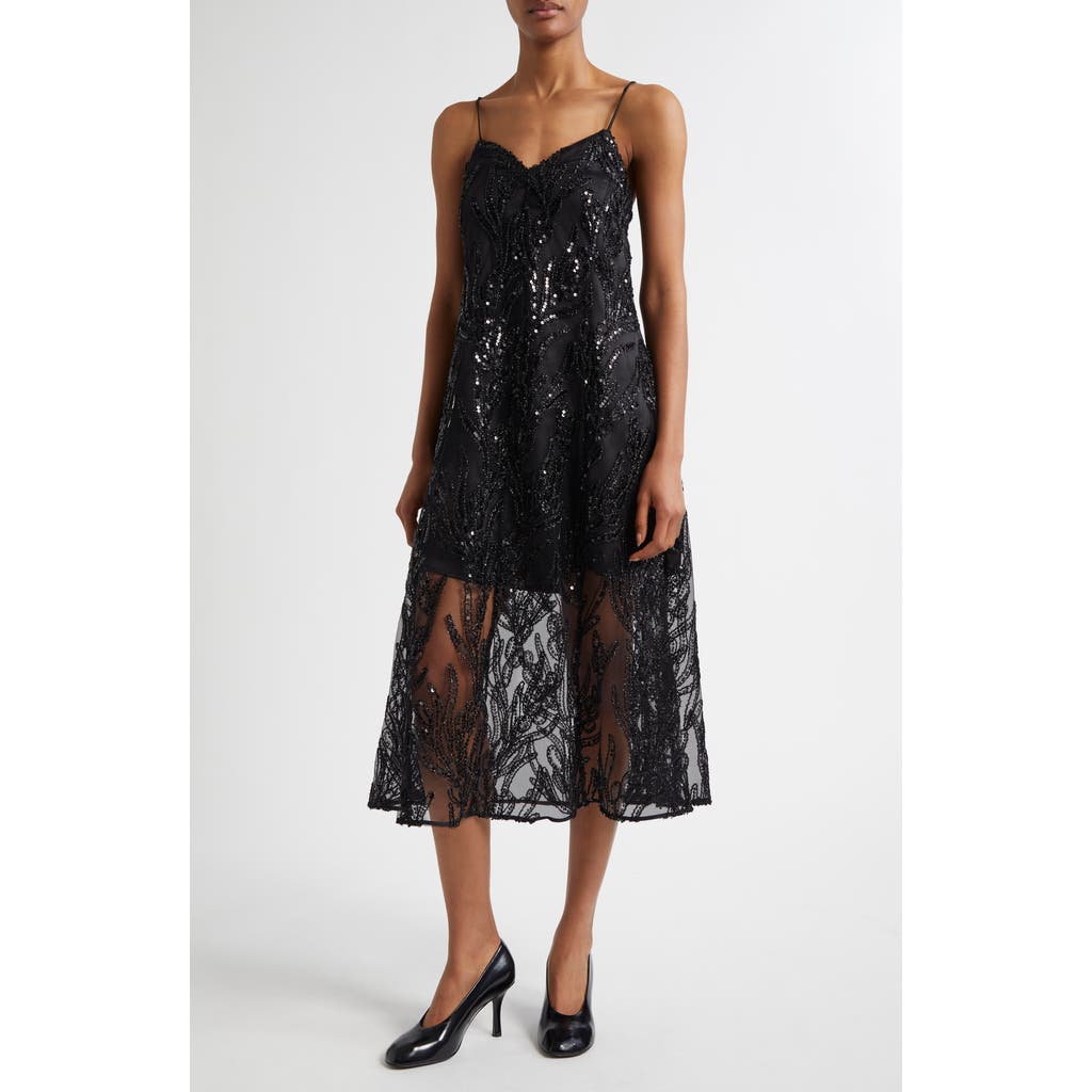 Stine Goya Sequin Sleeveless Midi Dress In Abstract Embellishment