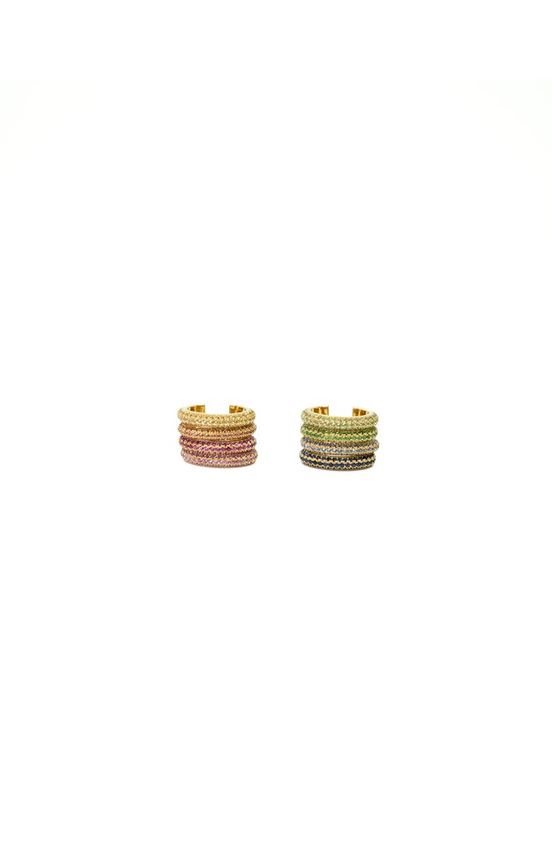FRY POWERS Sparkle Ear Cuffs in 14K Gold, Alternate, color, Light Green