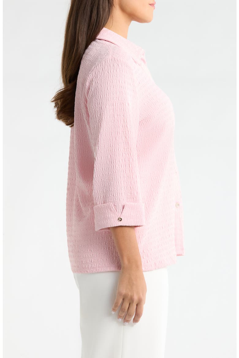 Ridge Knit Button-Up Shirt, Alternate, color, TUTU PINK
