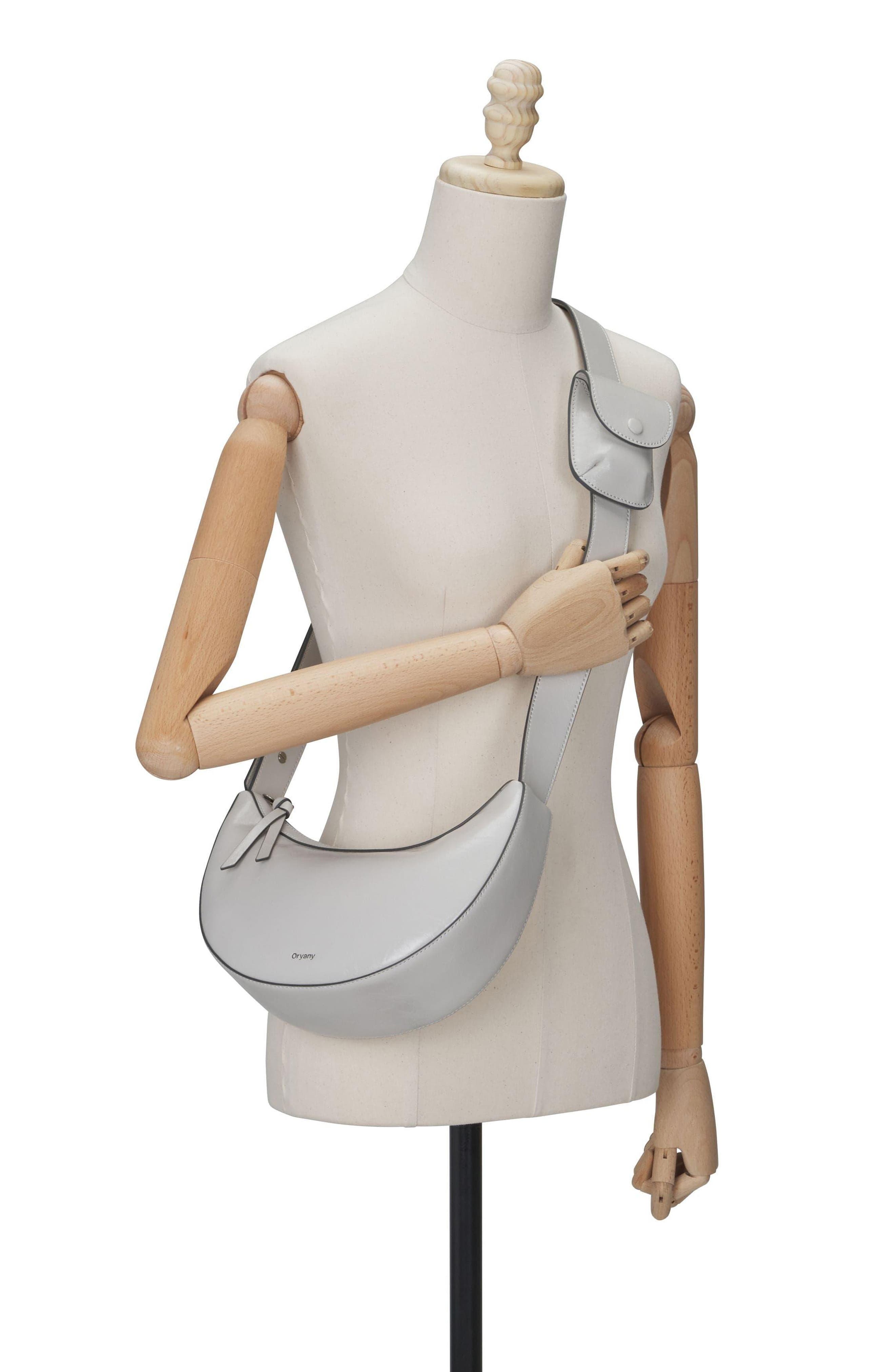 Oryany Rookie Crescent Crackled Leather Crossbody Bag, Alternate, color, Mist