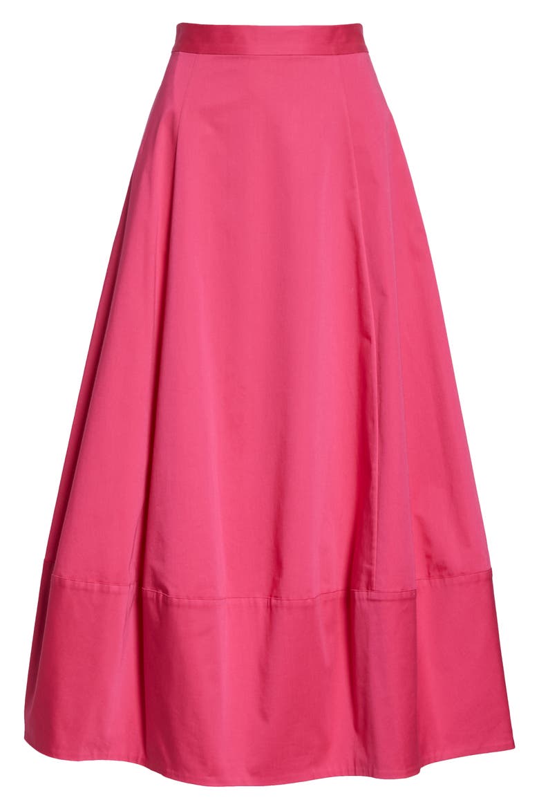 Bubble Poplin Midi Skirt, Alternate, color, CERISE