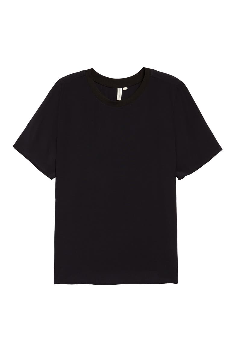 Short Sleeve Woven T-Shirt, Main, color, BLACK