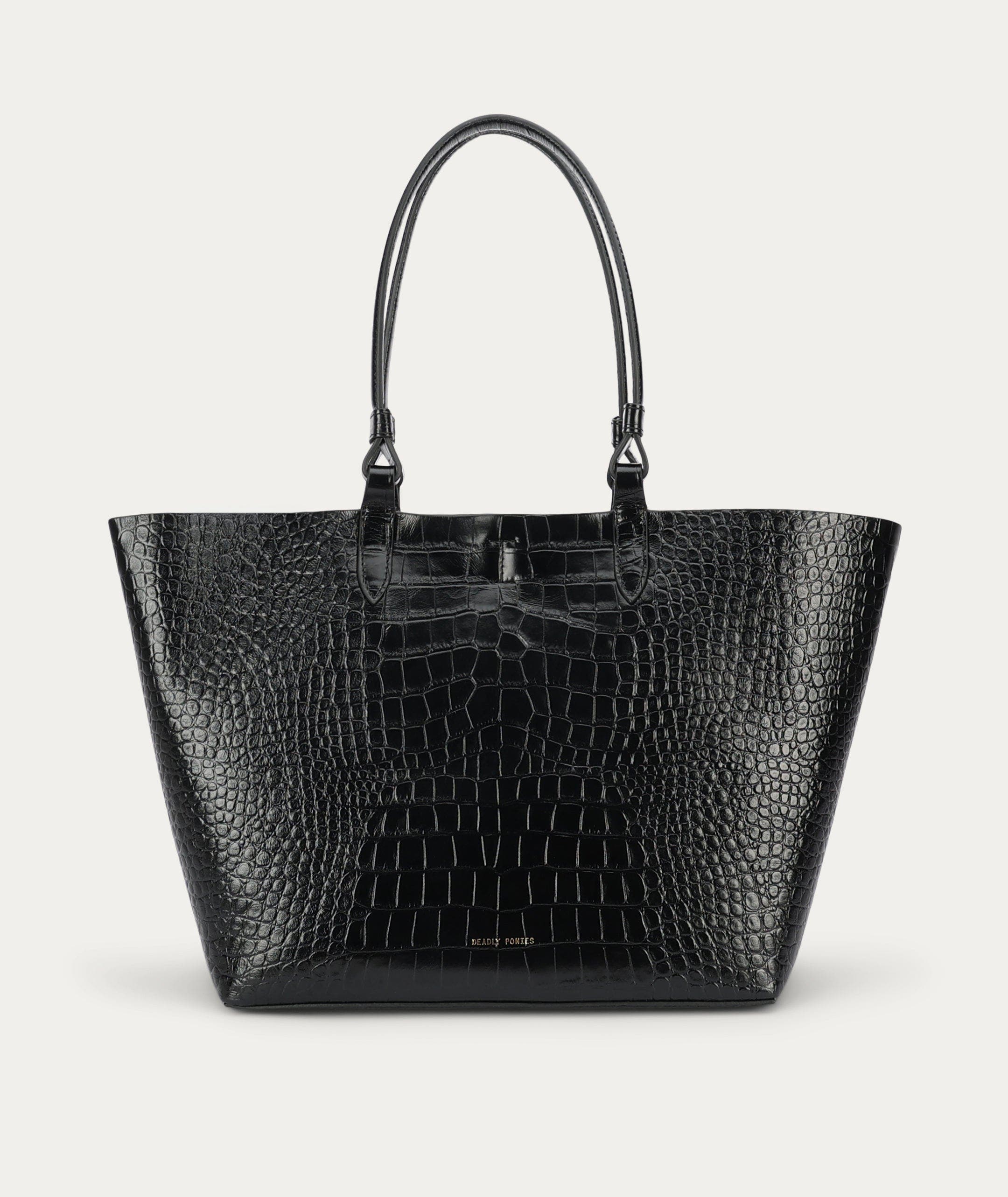Large Bandit Tote, Main, color, Black Croc
