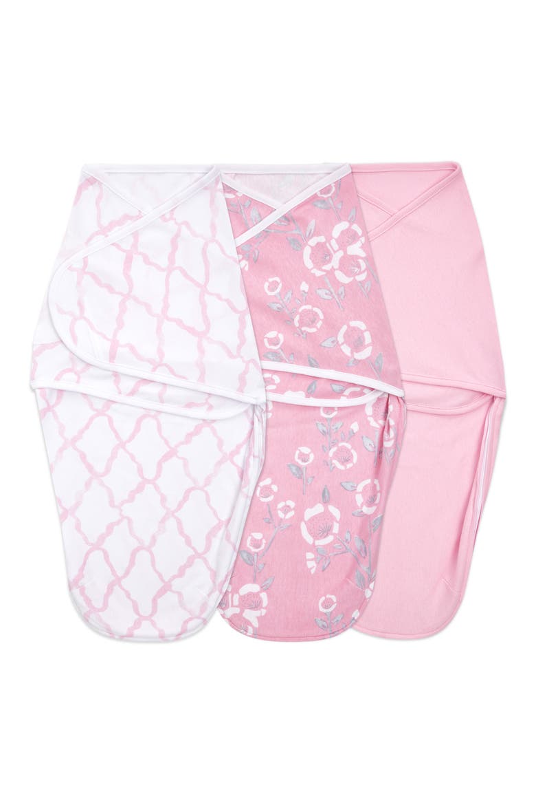 Aden & Anais Essentials Wrap Swaddle - Set of 3, Main, color, STENCIL PINK