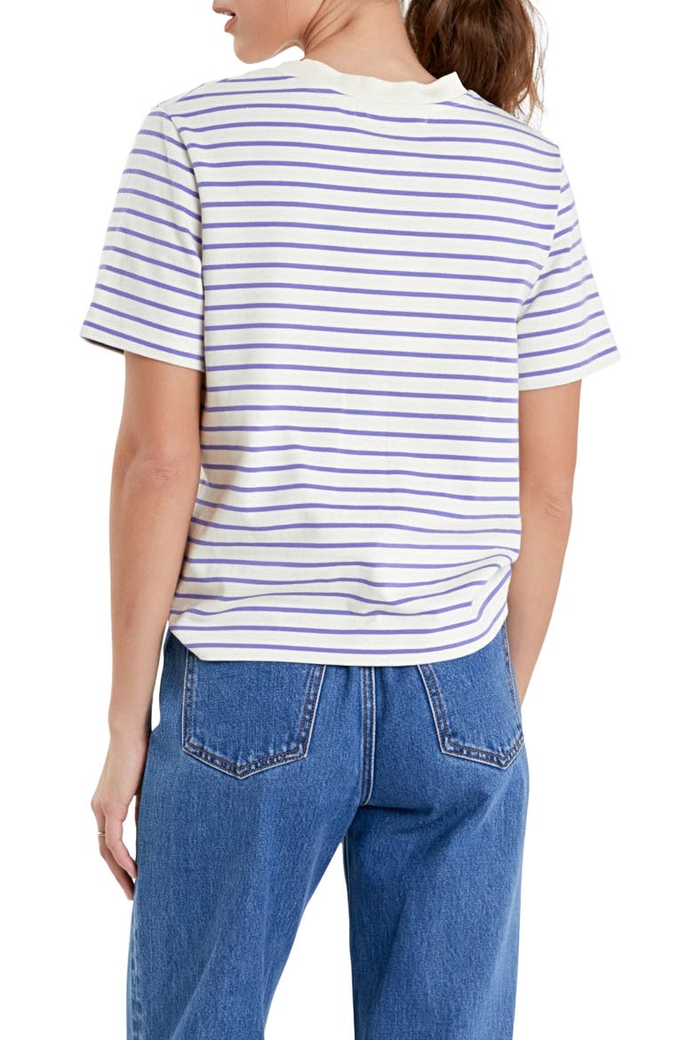 Striped Cotton Jersey Short Sleeve T-Shirt, Alternate, color, PURPLE
