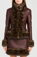 WAYF x Rose Lola Mercer Faux Fur Trim Faux Leather Jacket