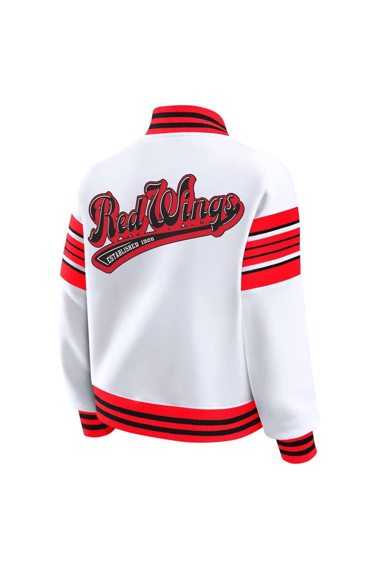 Women's WEAR by Erin Andrews White/Red Detroit Red Wings Full-Snap Fleece Sweatshirt Jacket, Alternate, color, Red