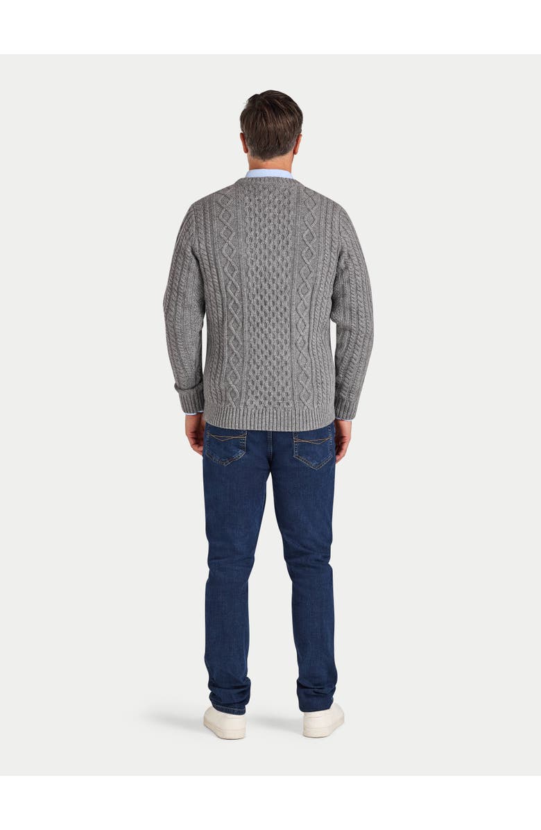 Raging Bull Chunky Cable Crew Neck Knit Sweater, Alternate, color, Grey Marl