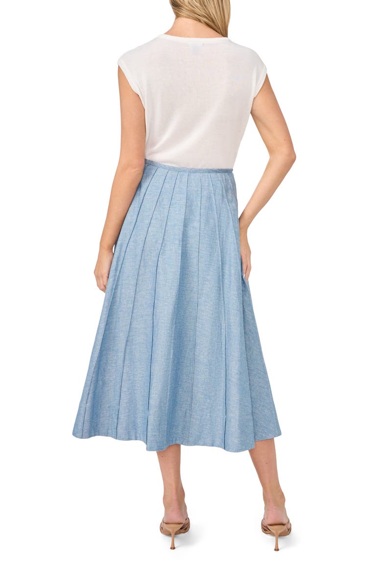 Pintuck Panel Midi Skirt, Alternate, color, MEDIUM CHAMBRAY