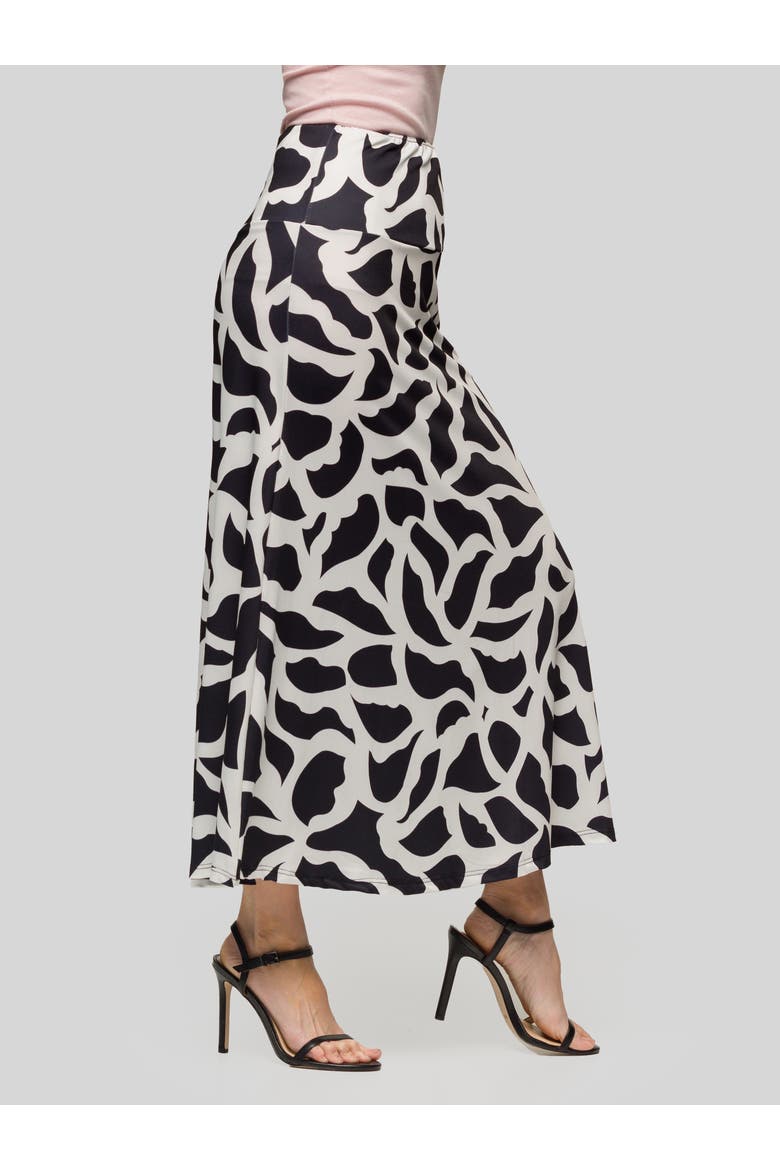 Print Elastic Waist A-LINE Maxi Skirt, Alternate, color, Black Multi