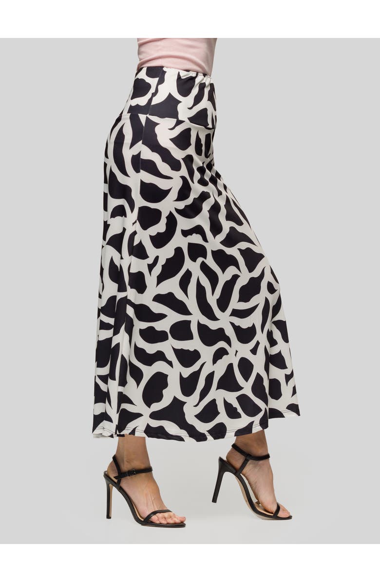 24seven Comfort Apparel Print Elastic Waist A-LINE Maxi Skirt, Alternate, color, Black Multi