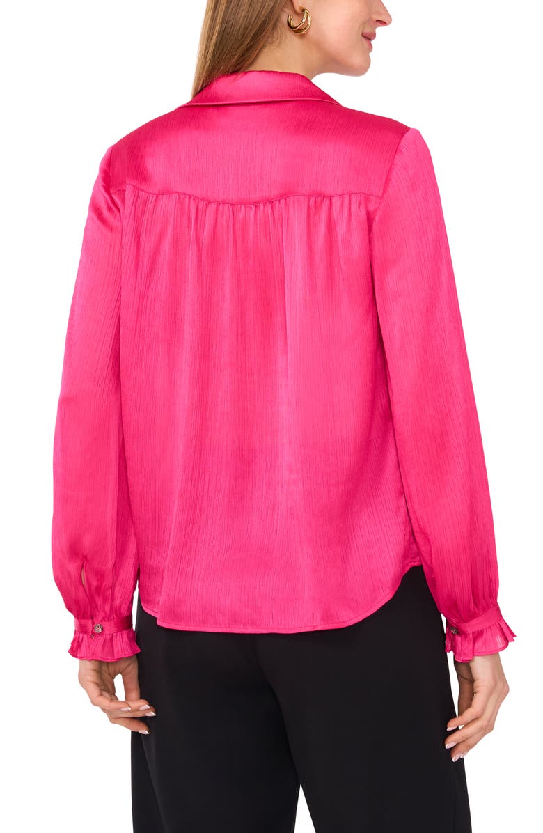 Vince Camuto Plissé Button-Up Shirt, Alternate, color, Beetroot Pink