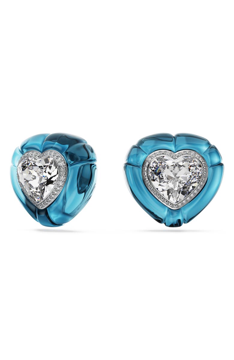 Swarovski Dulcis Heart Clip-On Earrings, Alternate, color, Blue