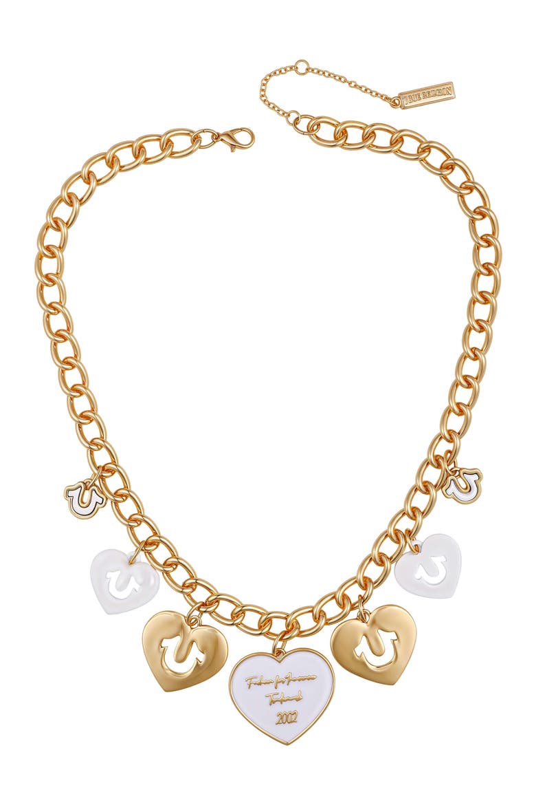 Charmy heart necklace, Main, color, goldtone
