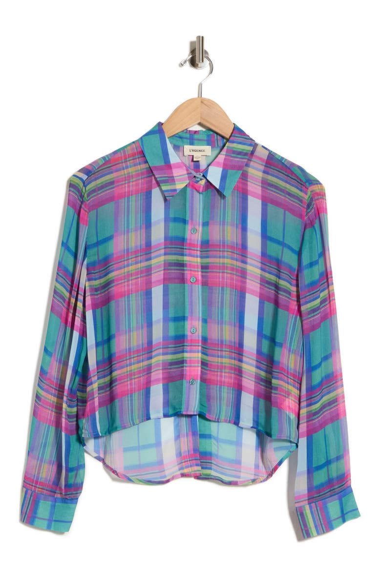 Cosette Plaid Cropped High-Low Shirt, Main, color, MULTI COLORFUL PLAID