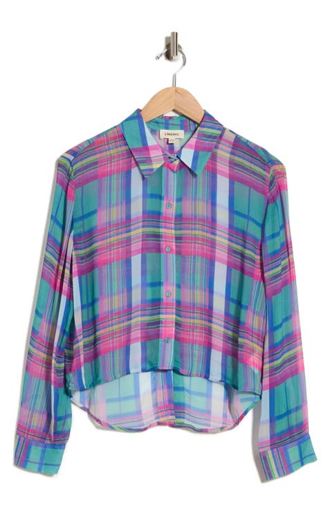 Cosette Plaid Cropped High-Low Shirt
