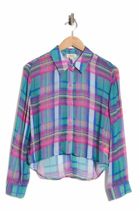 Cosette Plaid Cropped High-Low Shirt