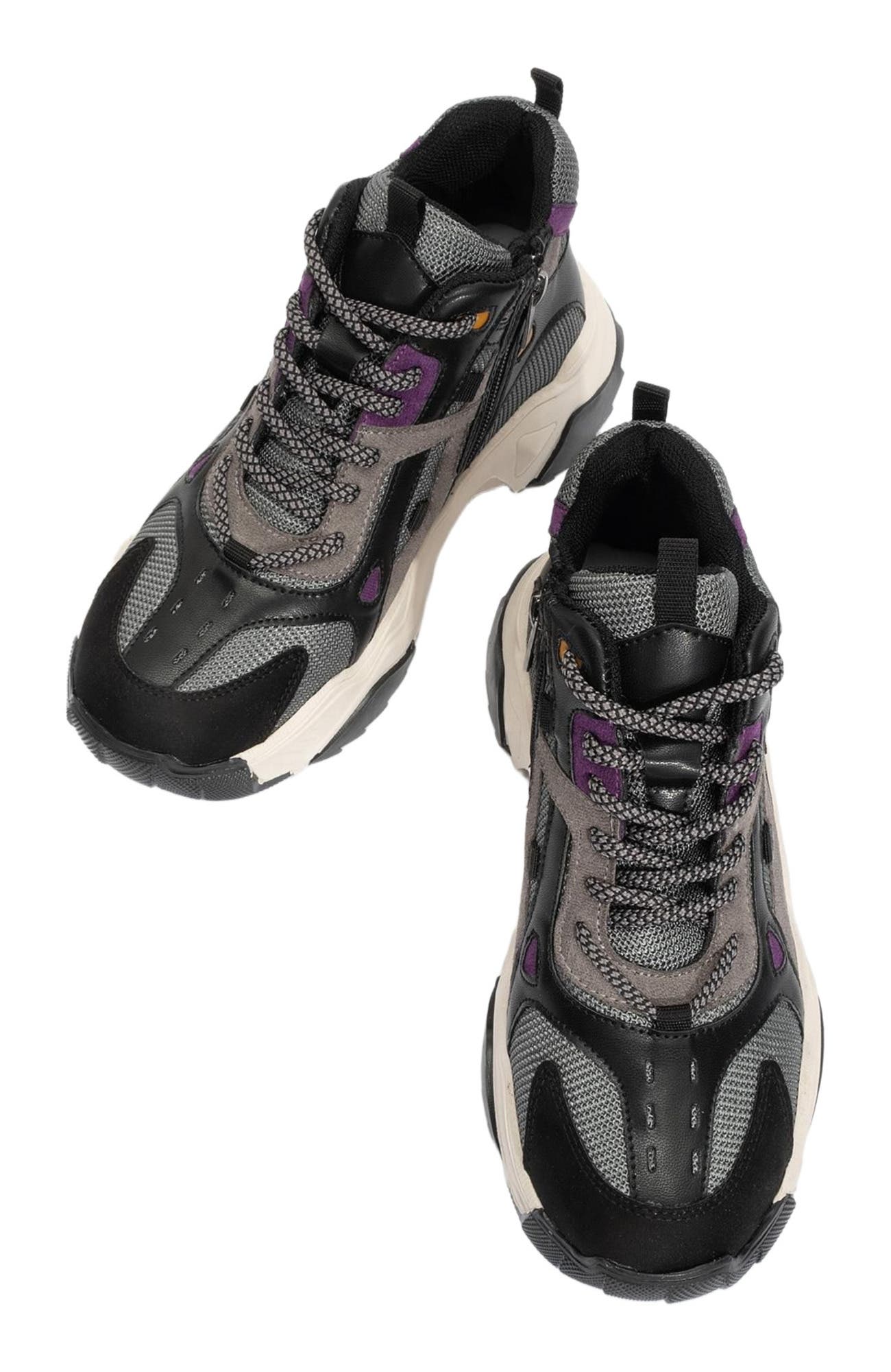 Prologue Shoes Lowel Sneaker Boot, Alternate, color, Black Faux Leather