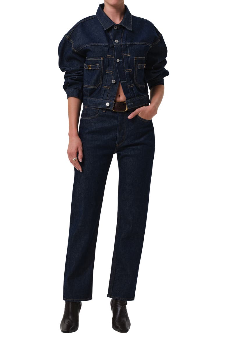 Alma Denim Trucker Jacket, Alternate, color, HELIA DARK INDIGO