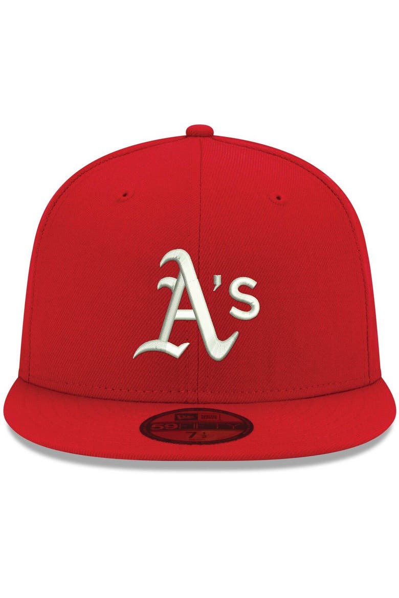 Men's New Era Red Oakland Athletics White Logo 59FIFTY Fitted Hat, Alternate, color, Red